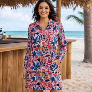 💥SOLD Natural Life lightweight long sleeve pink flung floral dress with pockets